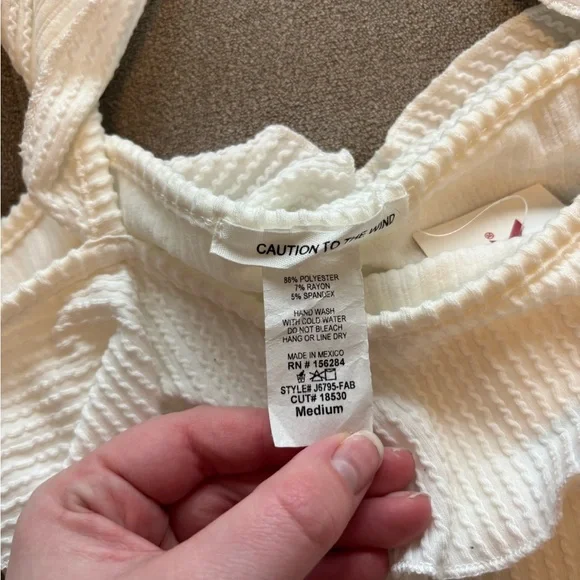 Caution To The Wind White Bodysuit with boxed Neckline and Thin Straps - Picture 3 of 3